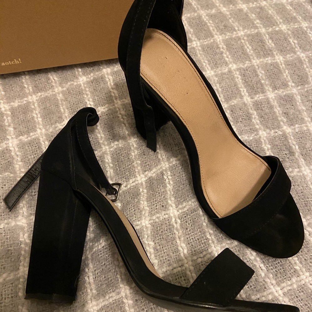 Black suede heels